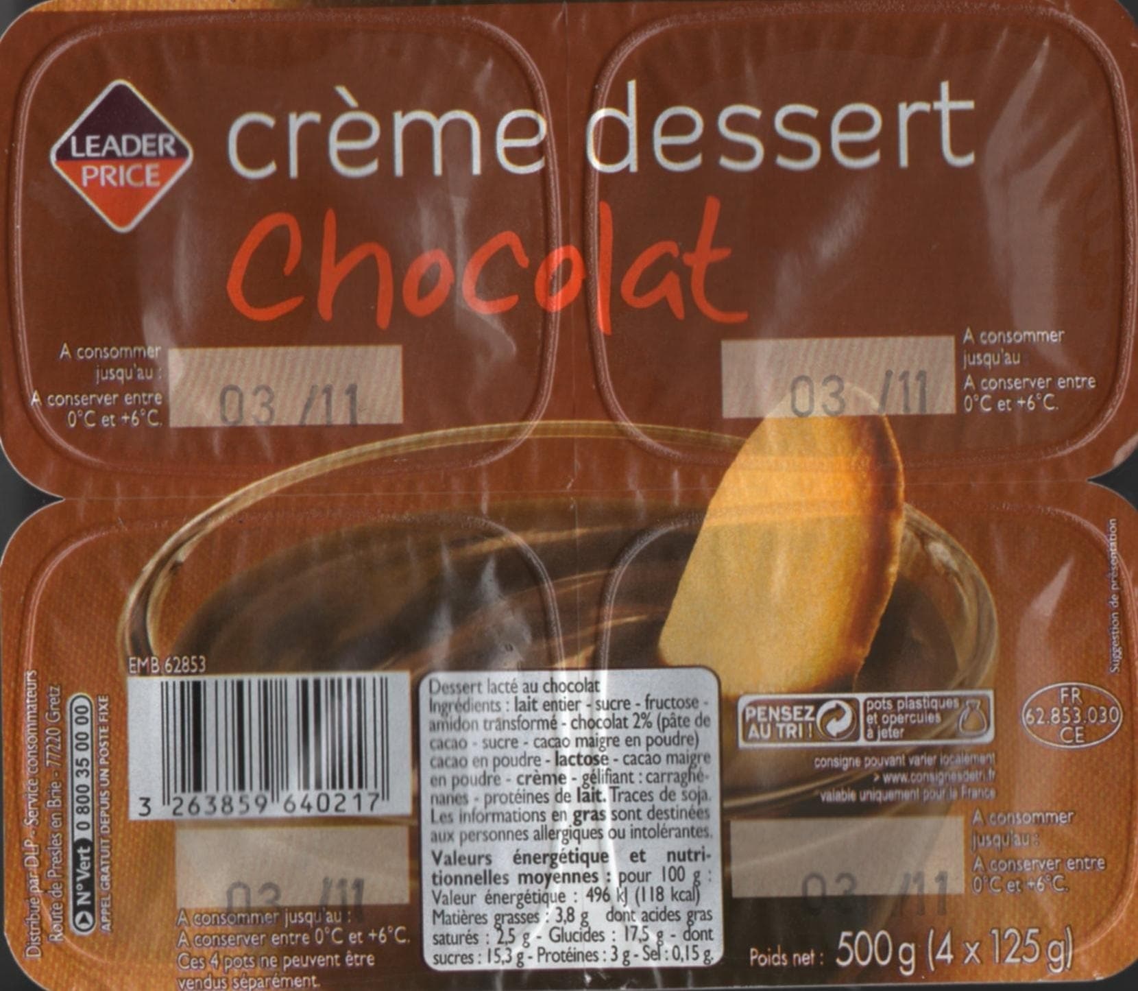 Leader Price Créme dessert chocolat packshot