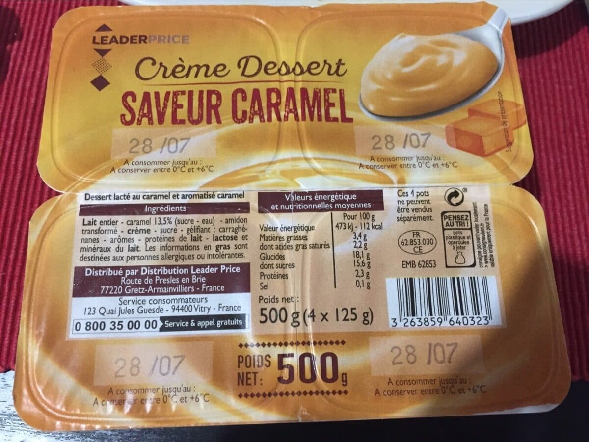 Leader Price Creme Dessert saveur Caramel packshot