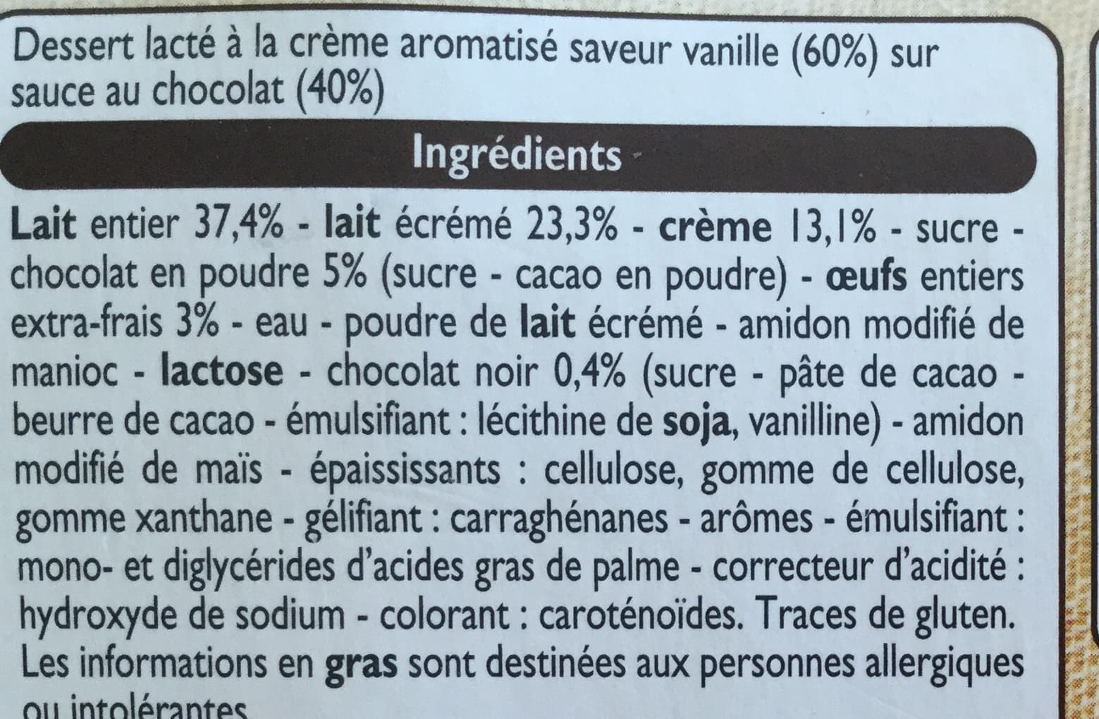 Leader Price Duo de Crème saveur vanille chocolat packshot