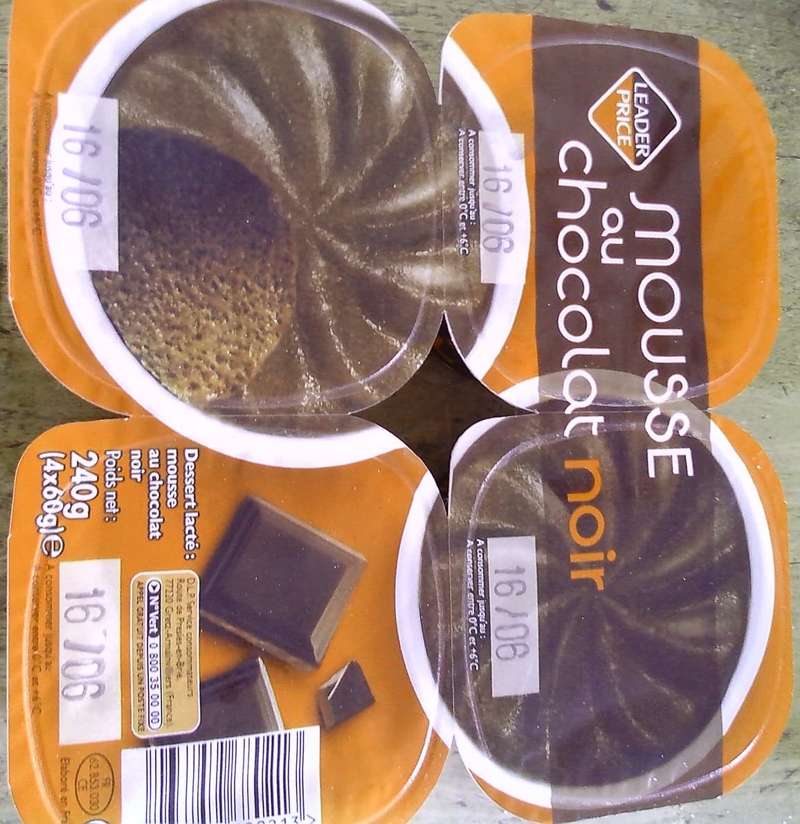 Leader Price Mousse au chocolat noir packshot
