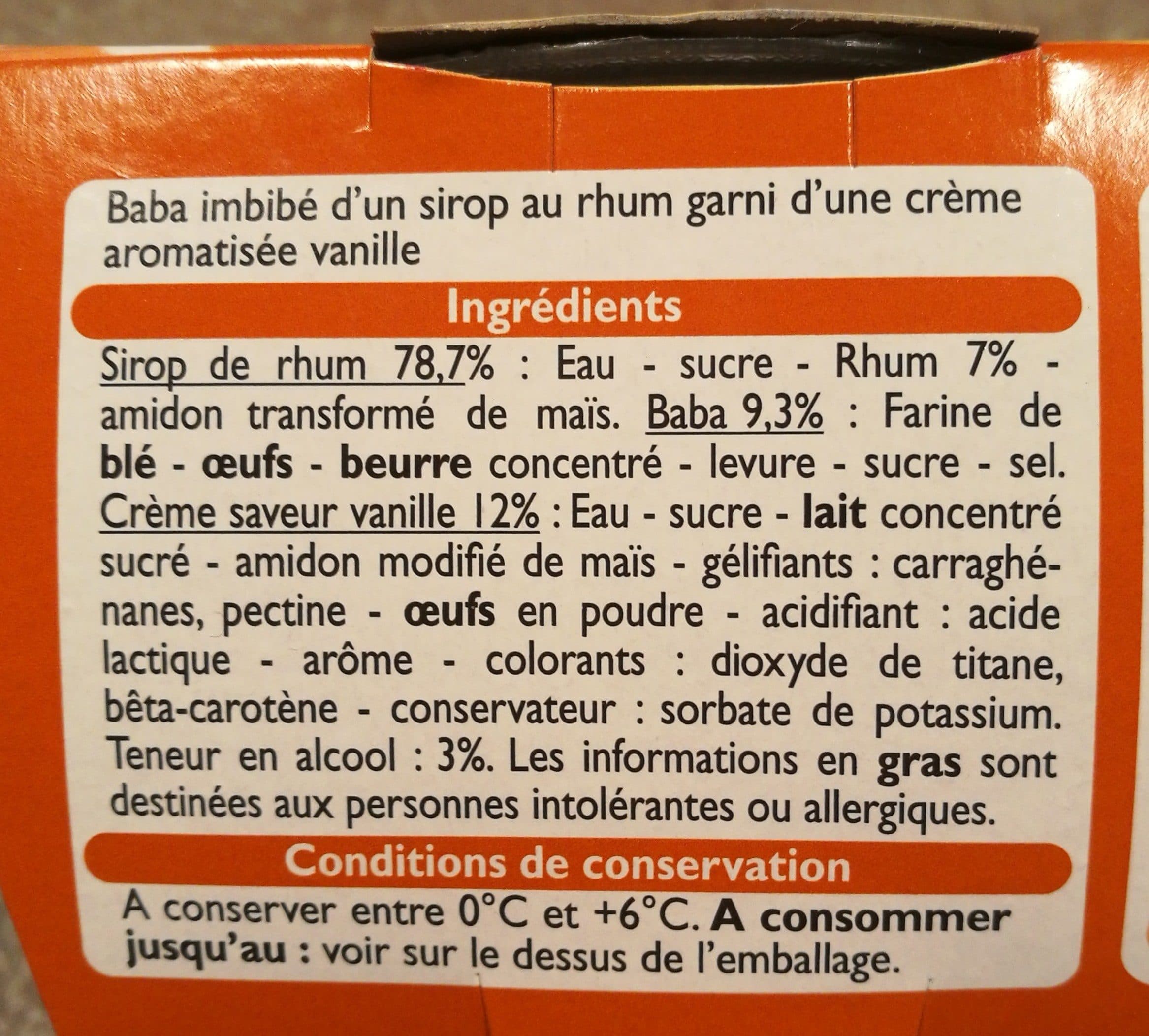 Leader Price Baba au Rhum Crème saveur Vanille packshot