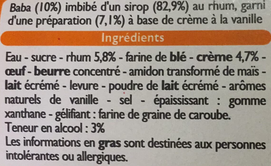 Leader Price Baba au Rhum Crème Vanillée packshot