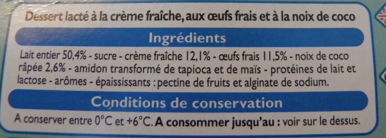 Leader Price Petits pots de crème cuits au four Coco Leader Price packshot