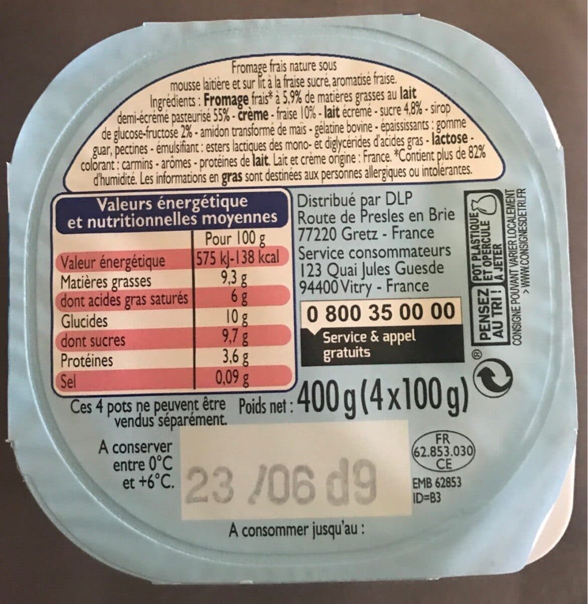 Leader Price Fromage Frais Sous Mousse Laitiere A la Fraise packshot