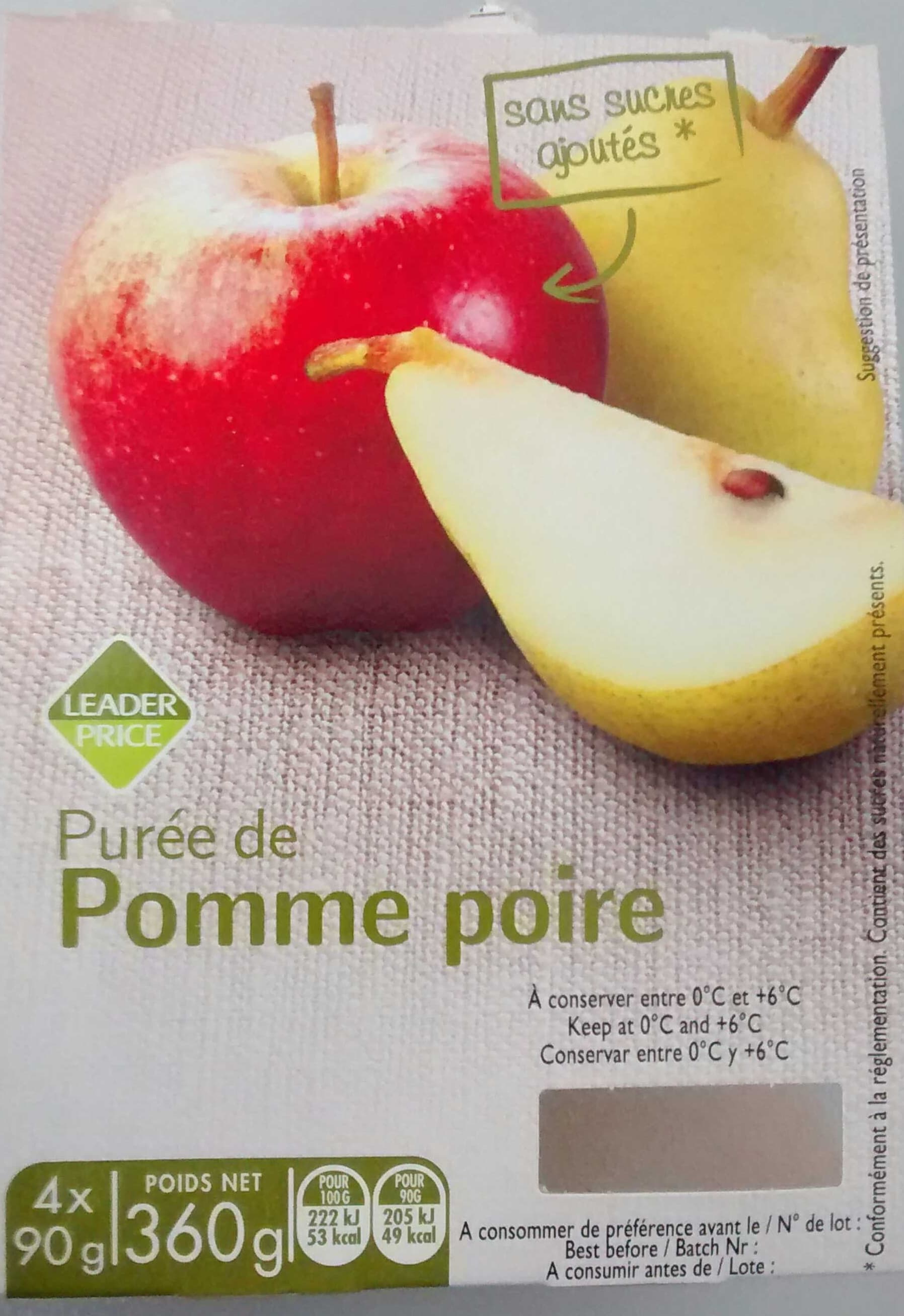 Leader Price Purée de Pomme Poire packshot