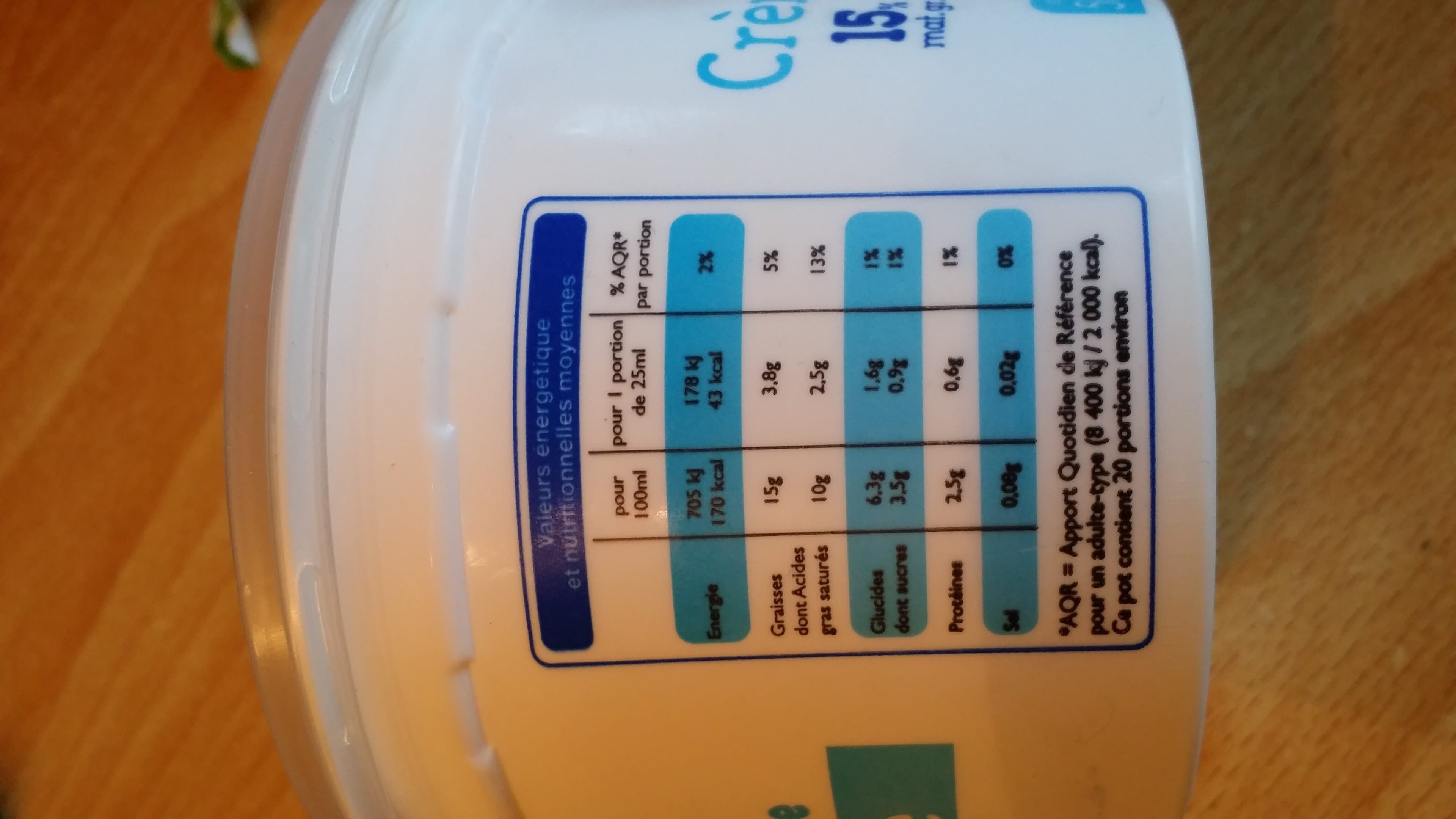 Leader Price Crème épaisse légère (15 % MG) packshot