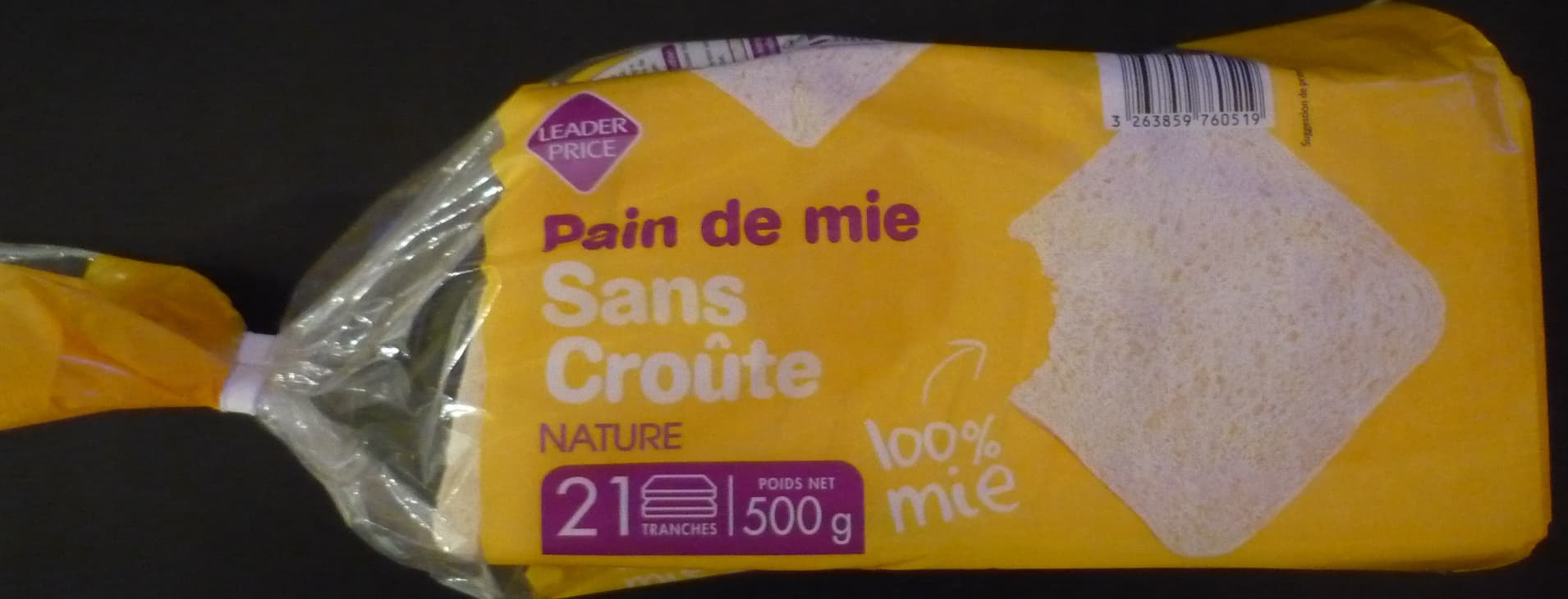 Leader Price Pain de mie Sans Croûte Nature (21 tranches) packshot