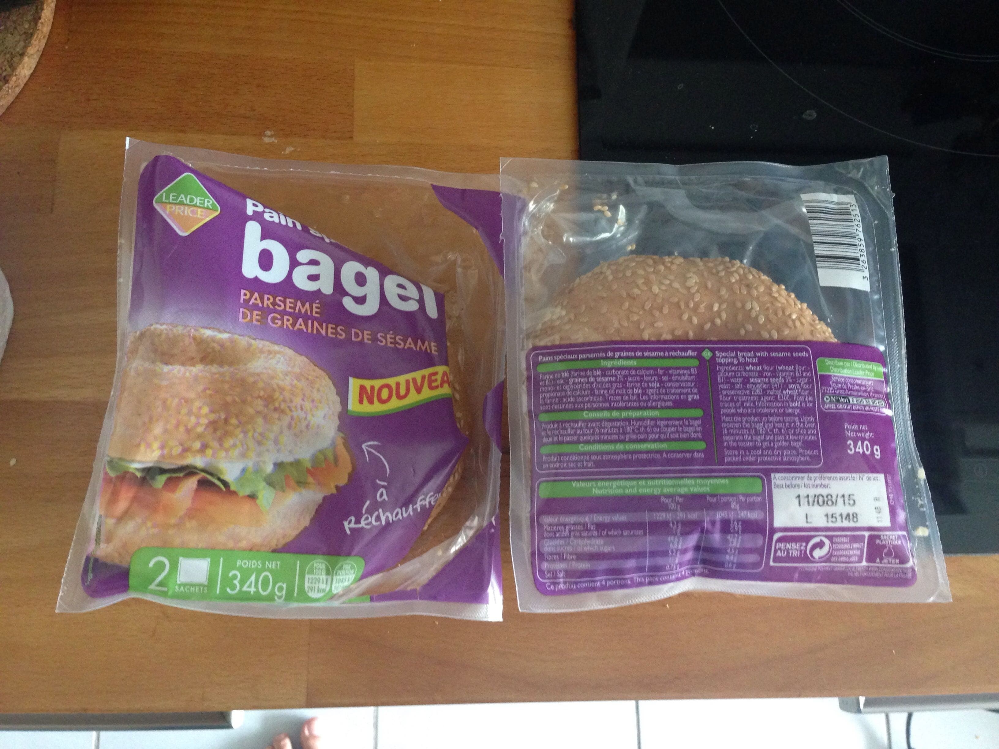 Leader Price Pain spécial bagel parsemé de graines de sésame packshot