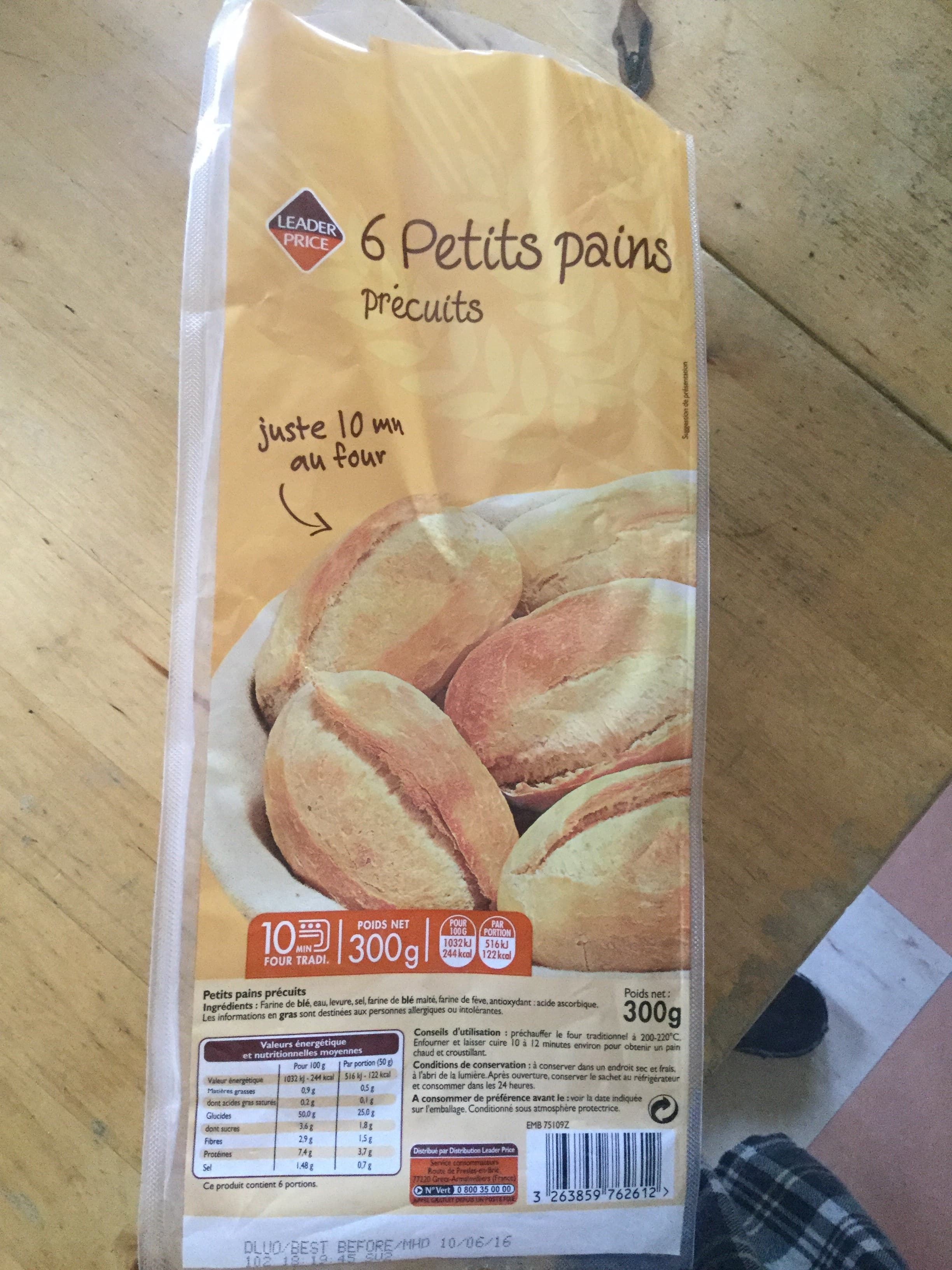 Leader Price 6 petits pains précuits packshot