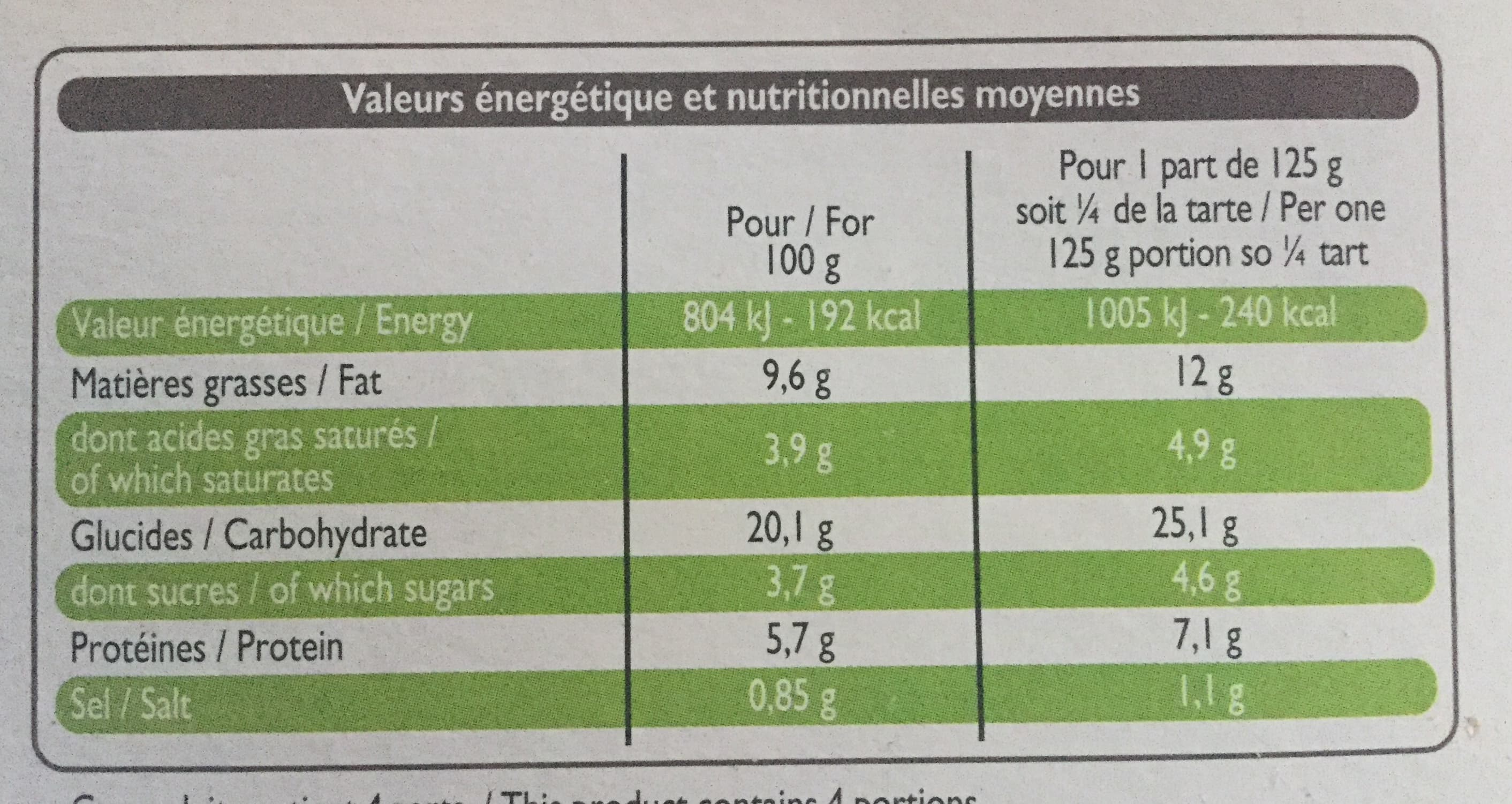 Leader Price Tarte poireaux crème fraîche packshot
