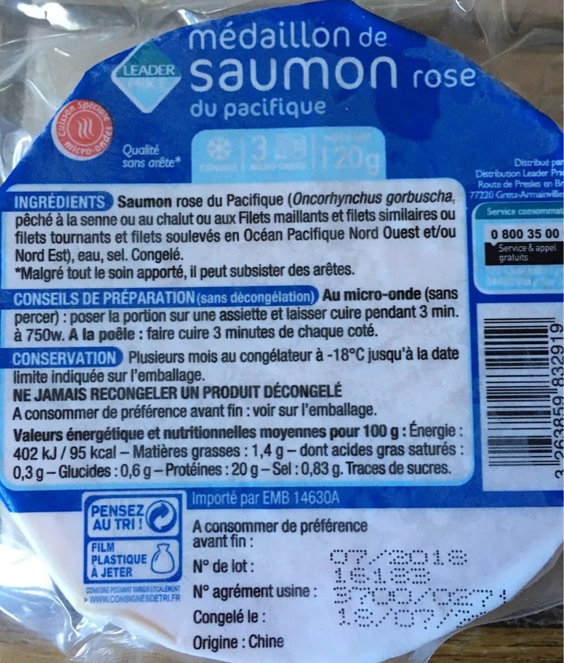 Leader Price Saumon Rose packshot