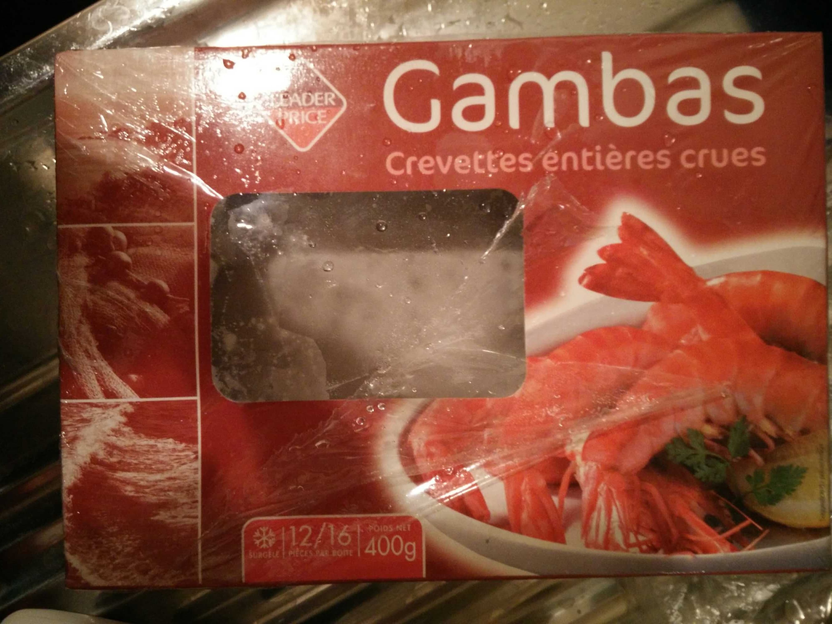 Leader Price Gambas Crevettes entières crues packshot