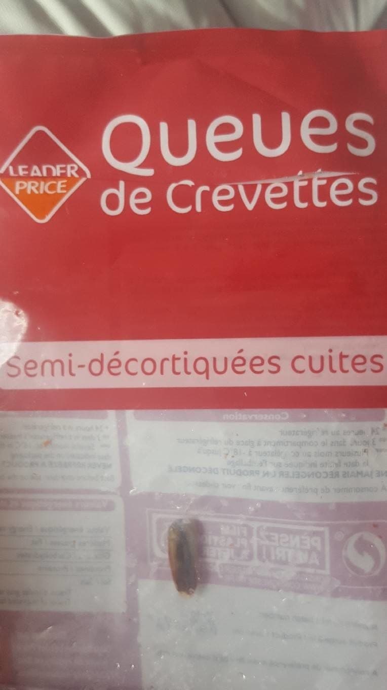Leader Price Queues de crevettes cuites semi-décortiquées packshot