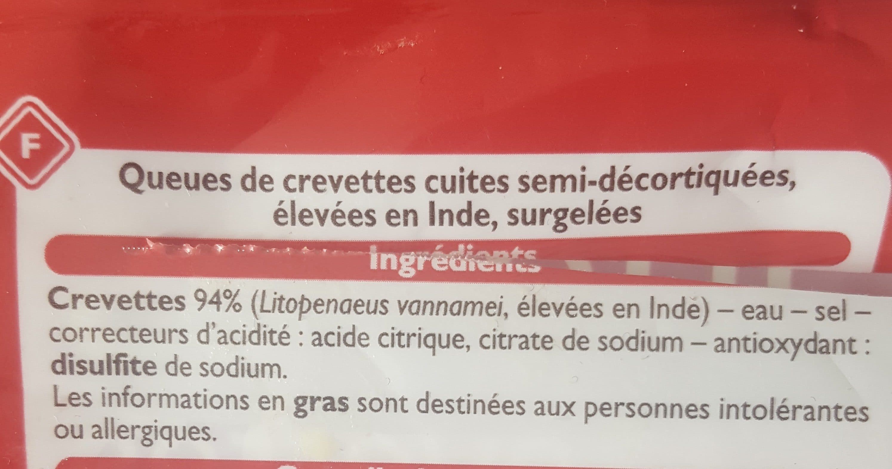 Leader Price Queues de crevettes cuites semi-décortiquées packshot