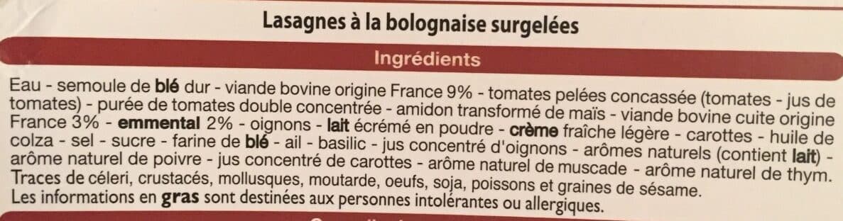 Leader Price Lasagne à la bolognaise packshot