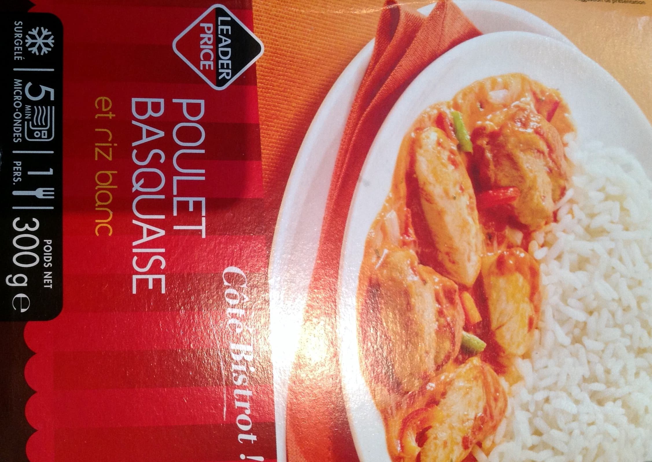 Leader Price Poulet Basquaise et riz blanc packshot