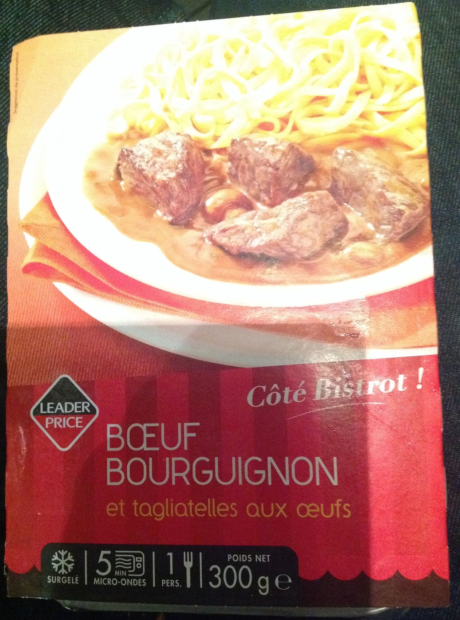 Leader Price Bœuf Bourguignon et Tagliatelles aux Œufs, Surgelé packshot