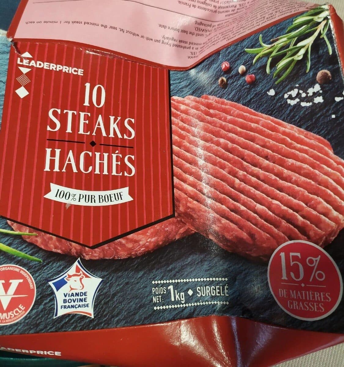 Leader Price 10 Steaks hachés 100% Pur boeuf packshot