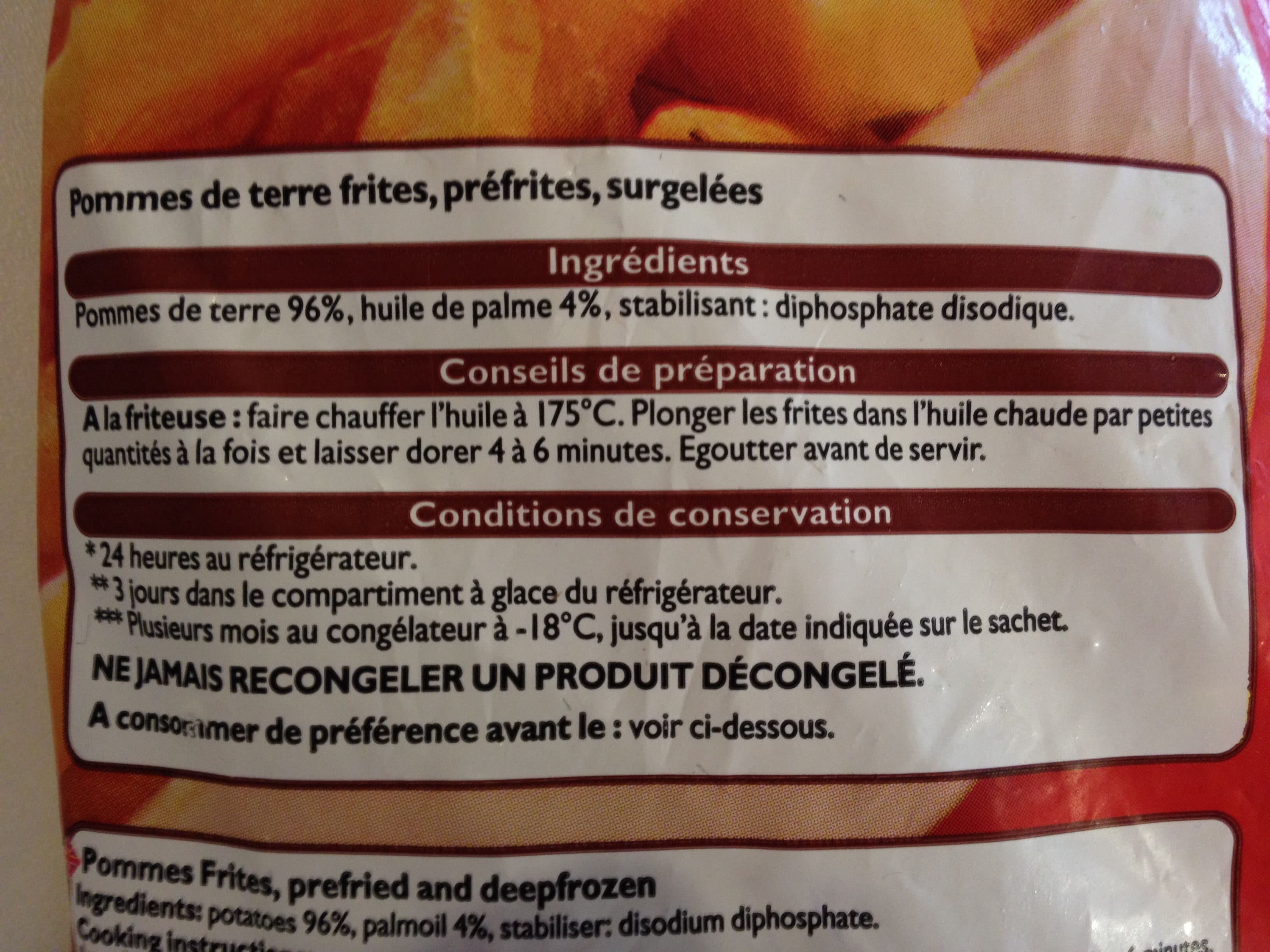 Leader Price Pommes de terre frites packshot