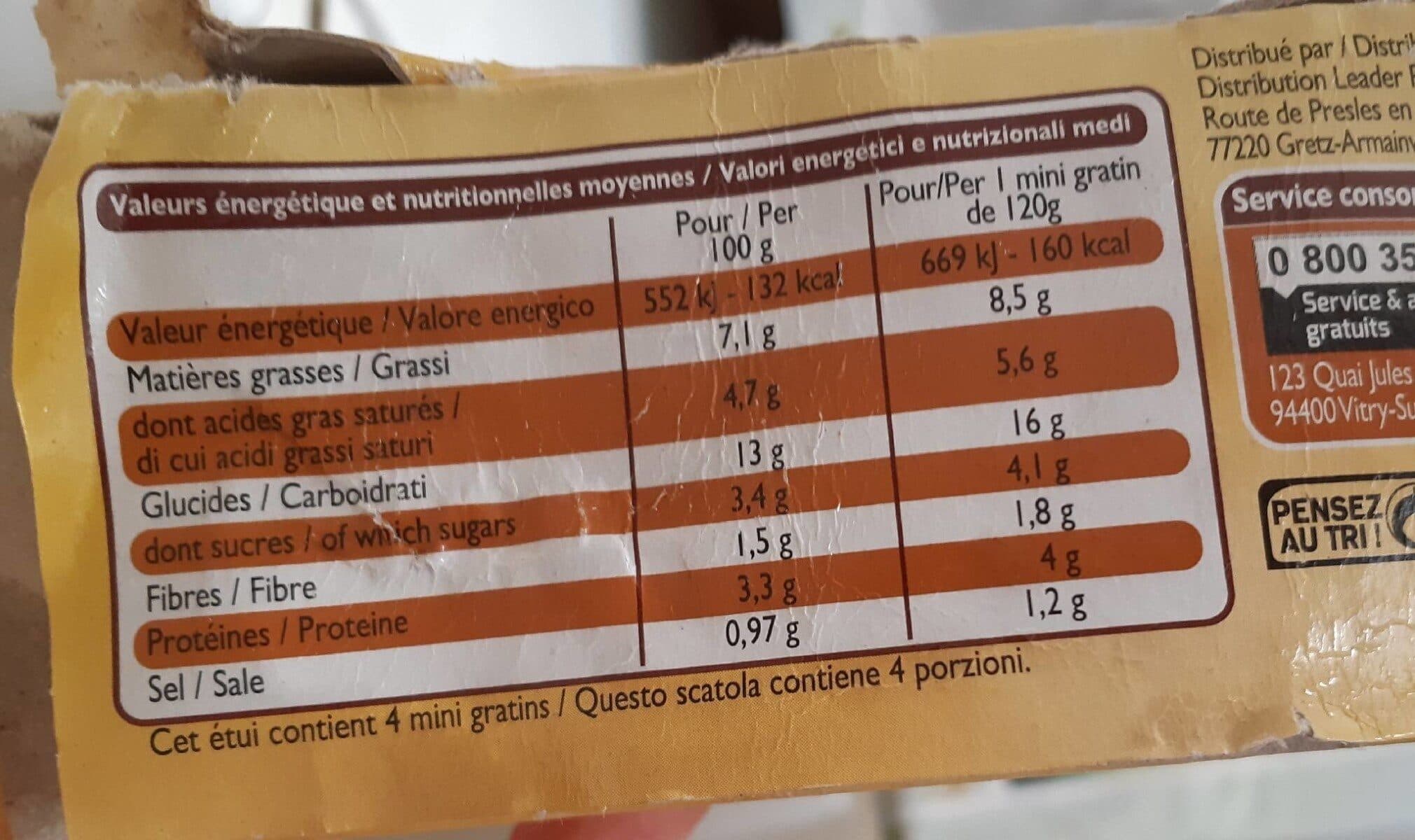 Leader Price 4 Mini Gratins Dauphinois à la Crème packshot