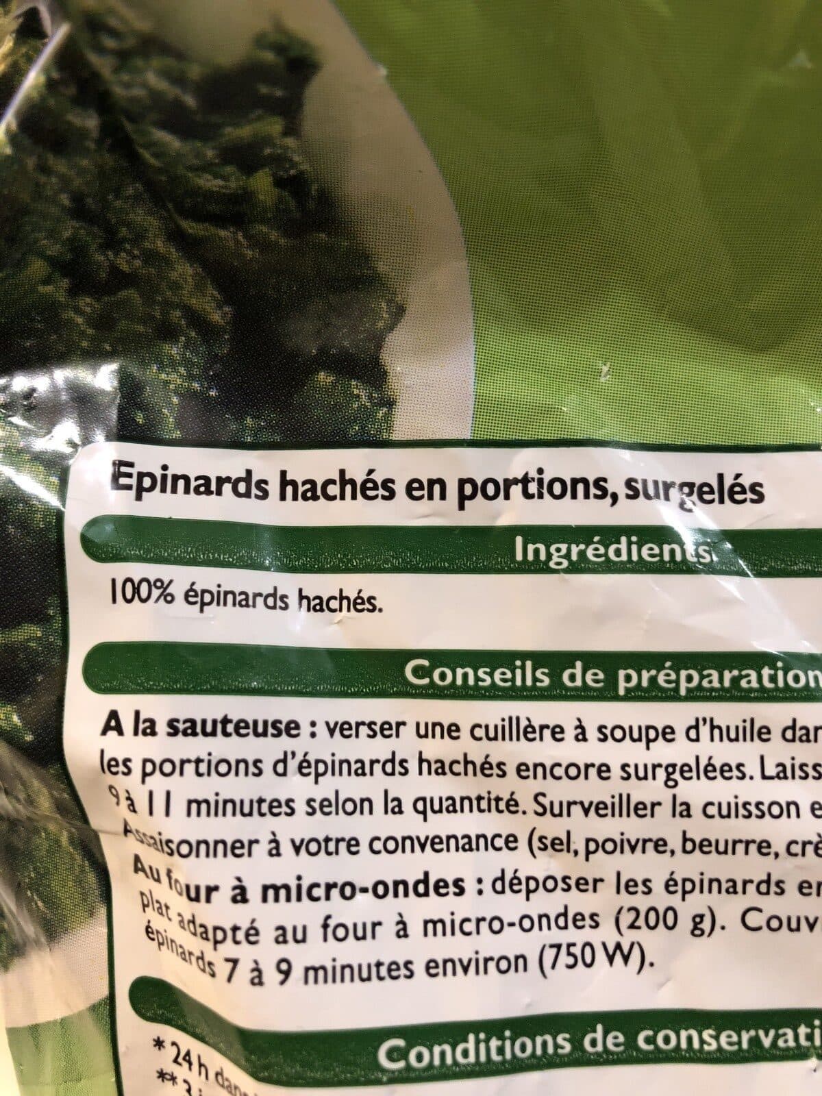 Leader Price Epinards Hachés packshot