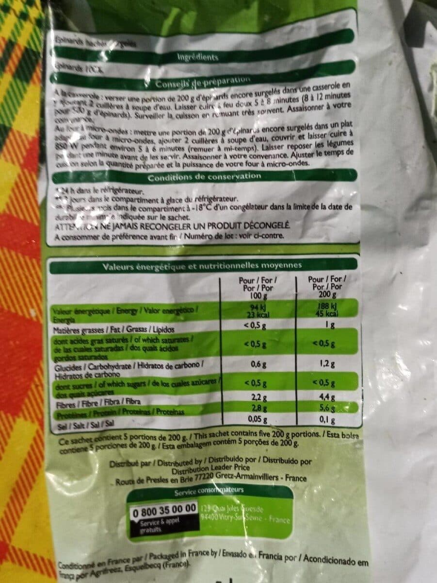 Leader Price Epinards Hachés packshot