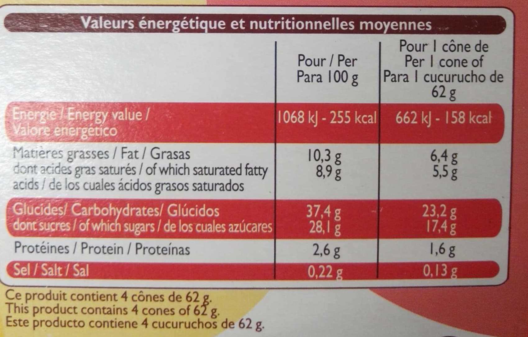 Leader Price 4 cônes vanille-fraise packshot