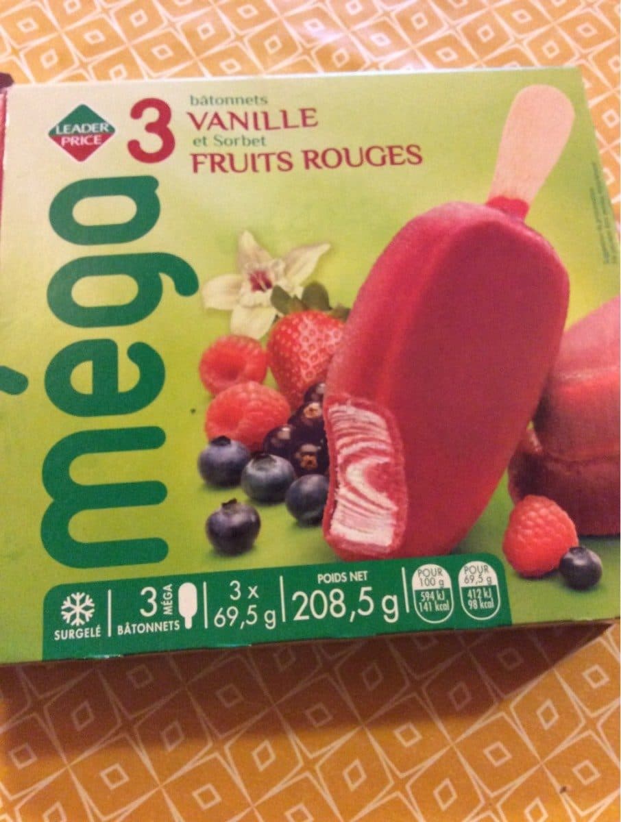 Leader Price Bâtonnets Vanille et Sorbet Fruits Rouges packshot