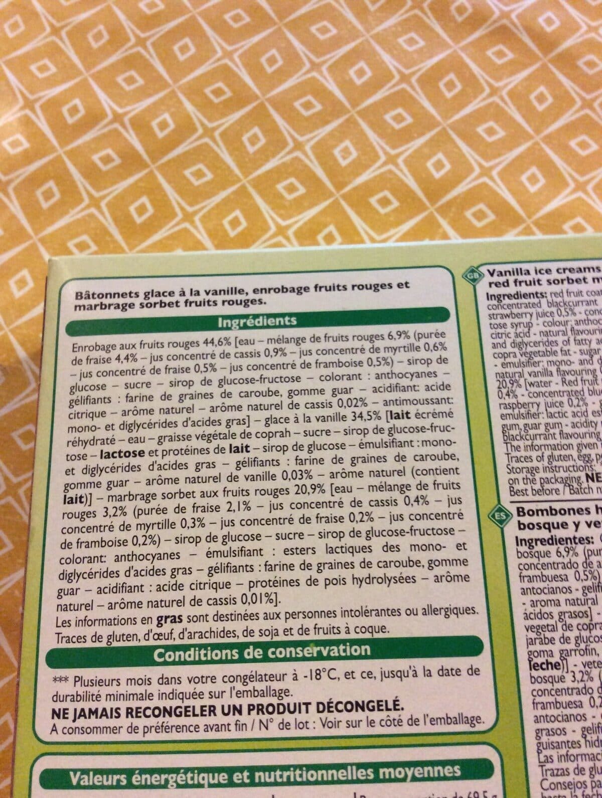 Leader Price Bâtonnets Vanille et Sorbet Fruits Rouges packshot