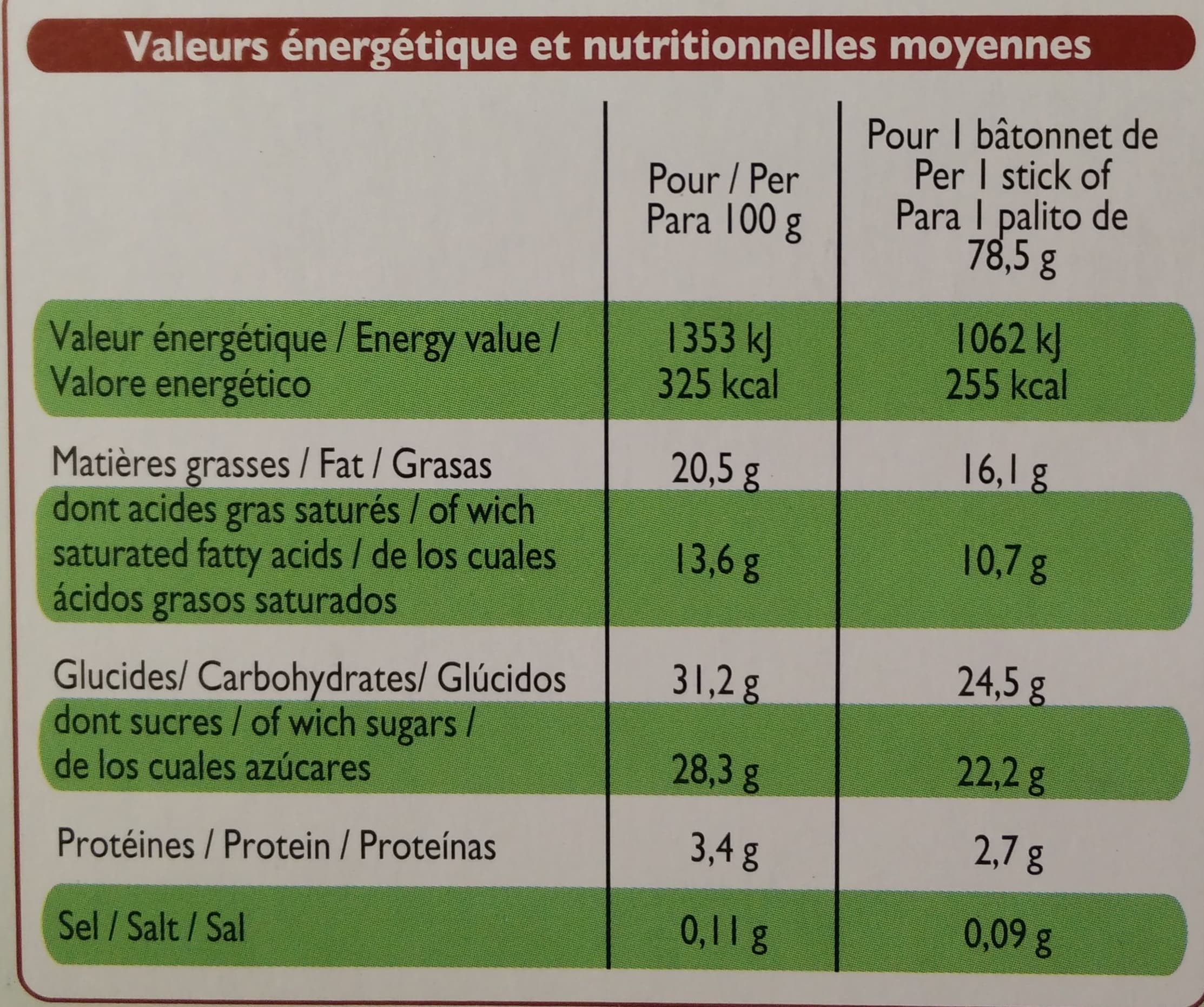 Leader Price Bâtonnet vanille enrobage chocolat au lait amandes grillées packshot