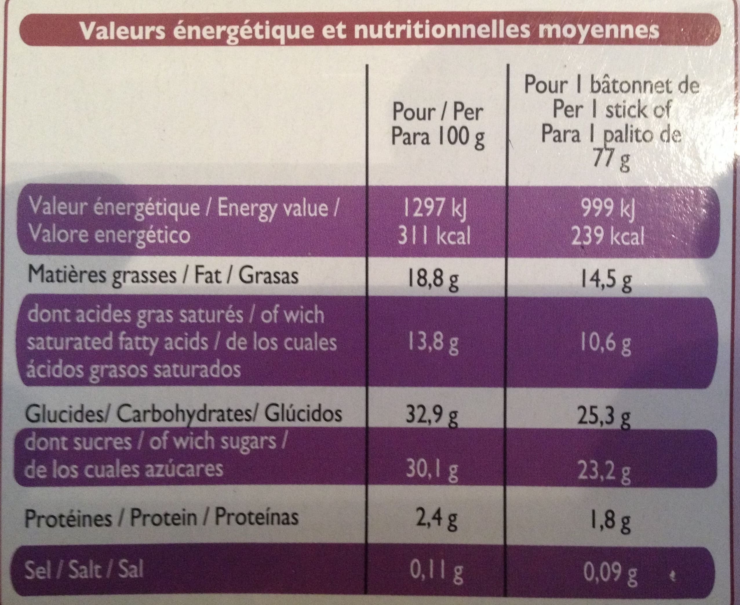 Leader Price Méga classic - 4 Bâtonnets vanille au chocolat blanc packshot