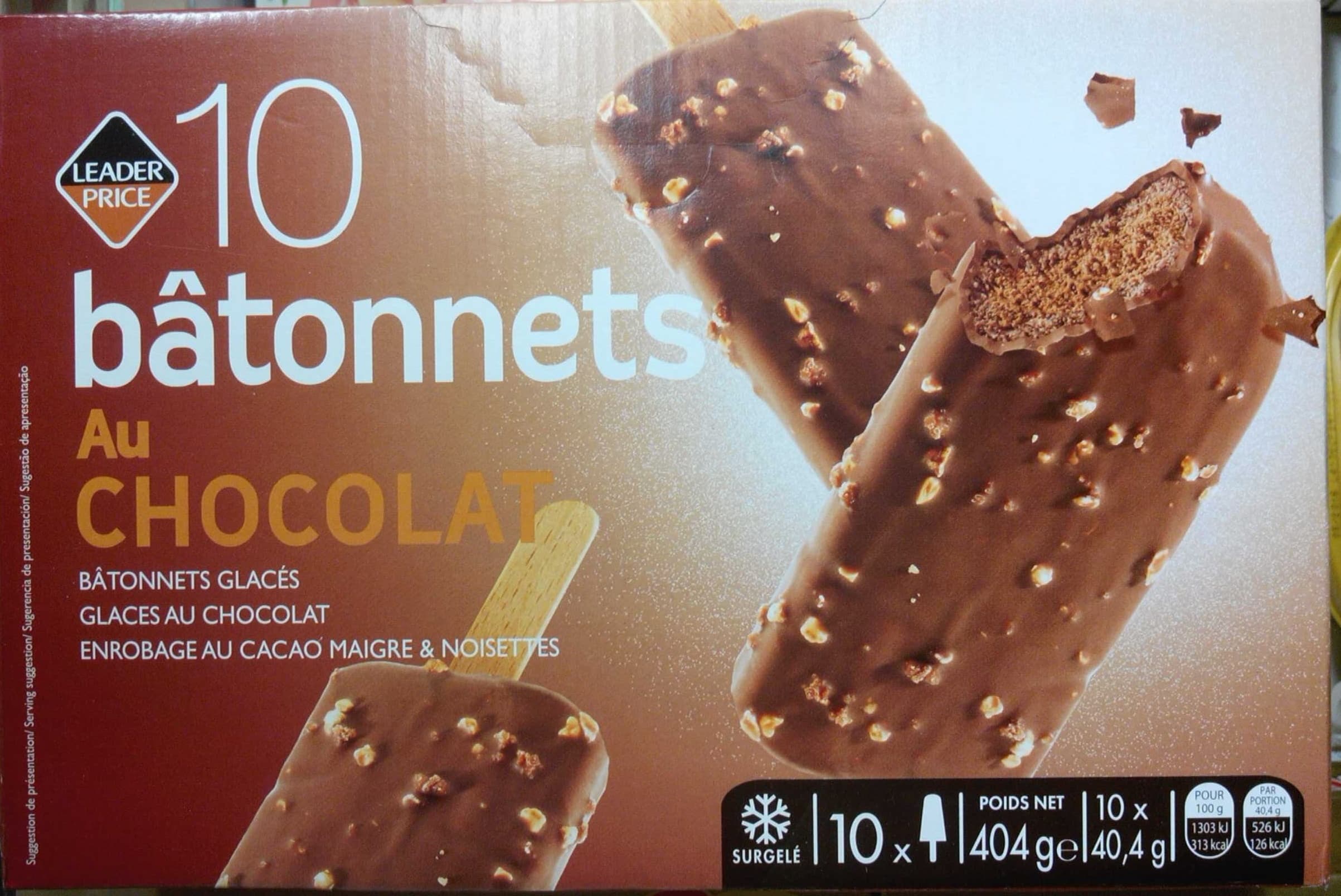 Leader Price 10 bâtonnets au chocolat packshot