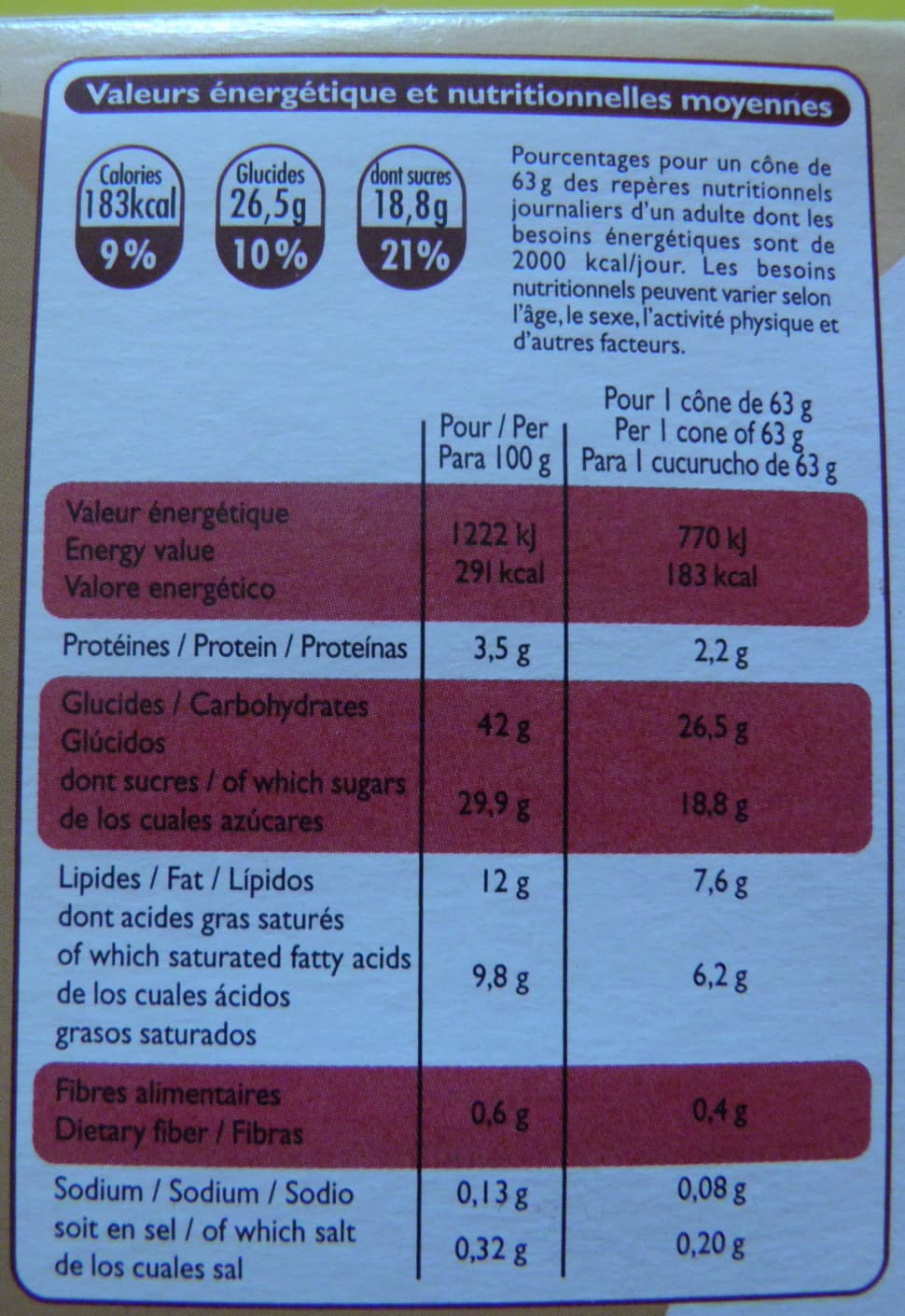Leader Price 4 Cônes Crème brûlée packshot