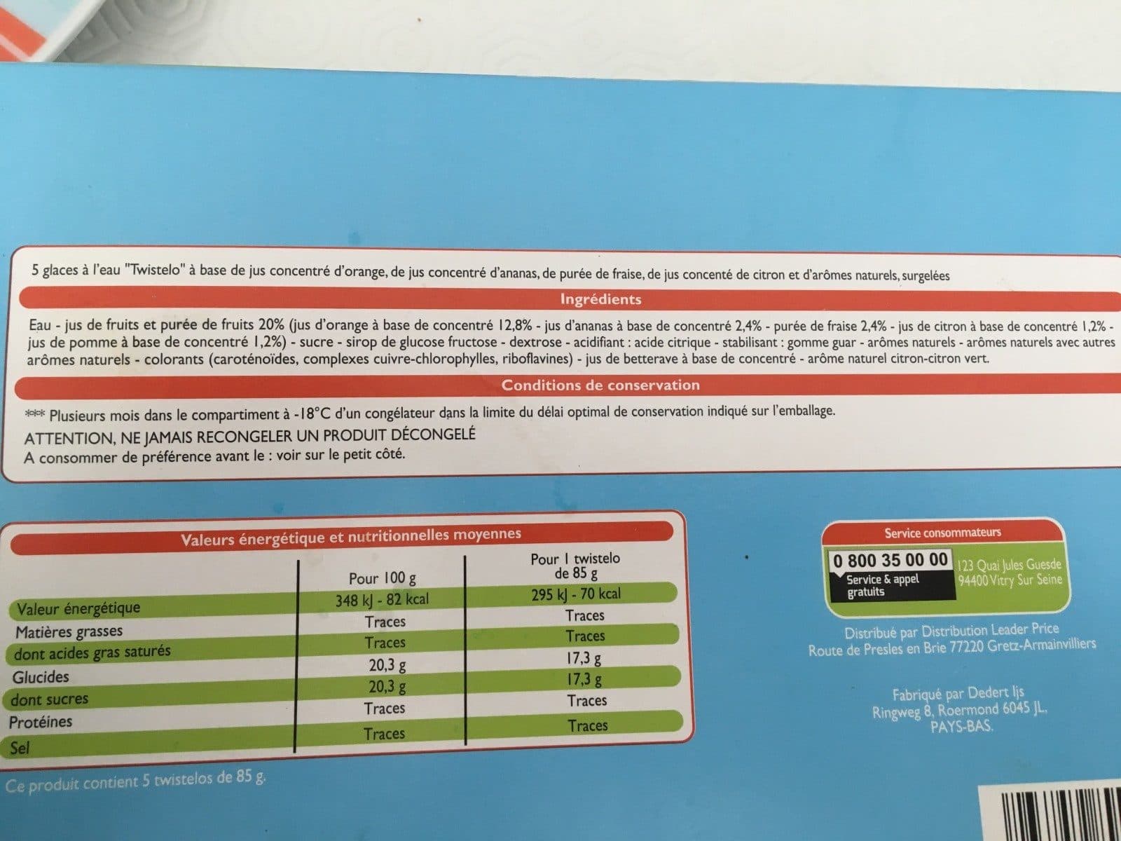 Leader Price Twistelo Glace à l'eau packshot
