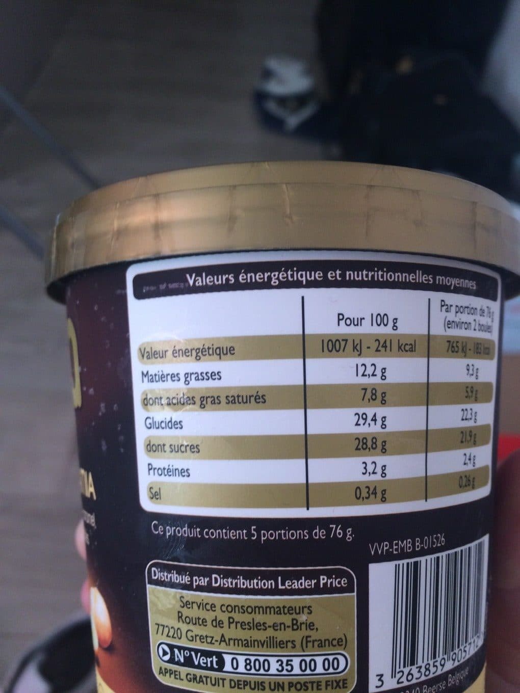 Leader Price Xtra savoureux vanille et macadamiz packshot