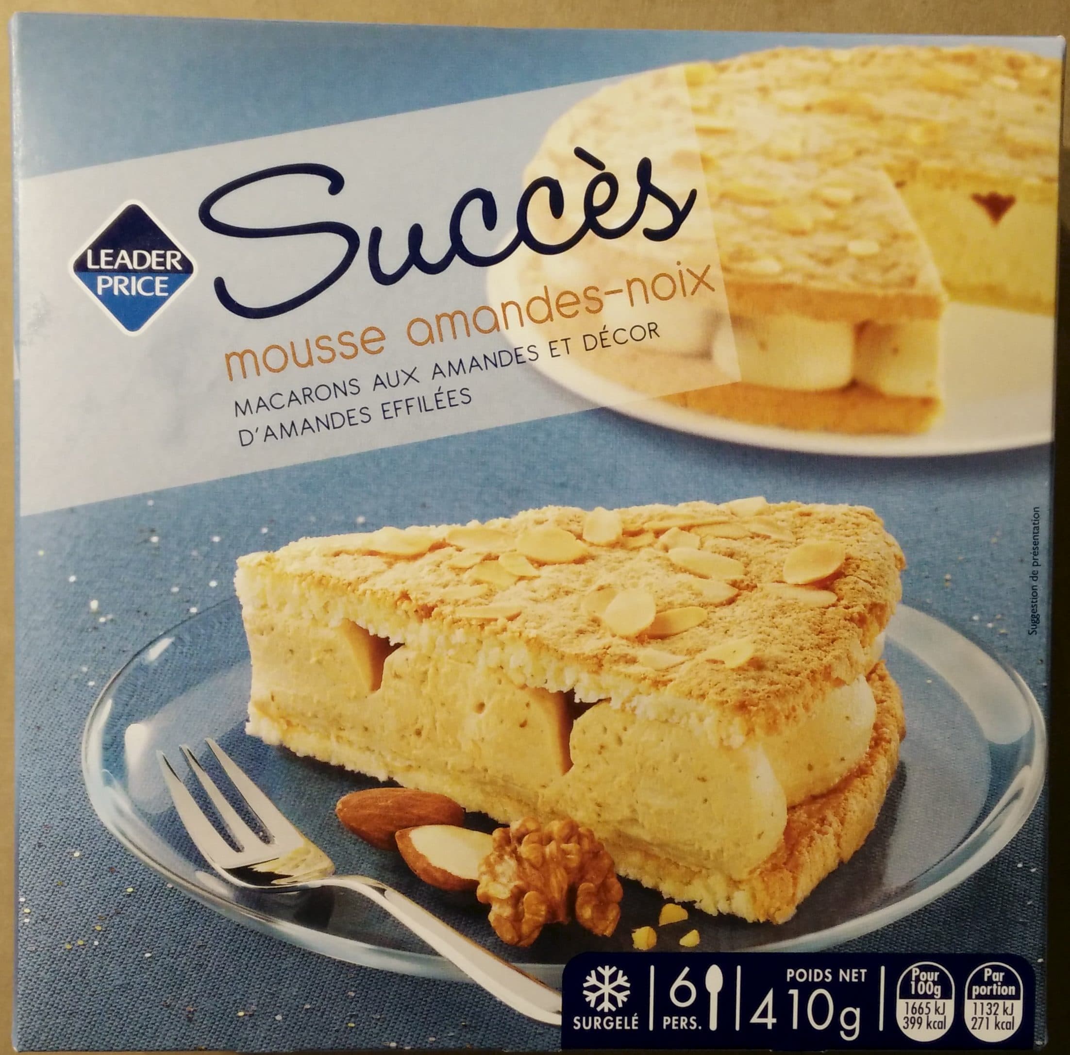 Leader Price Succès mousse amandes-noix packshot