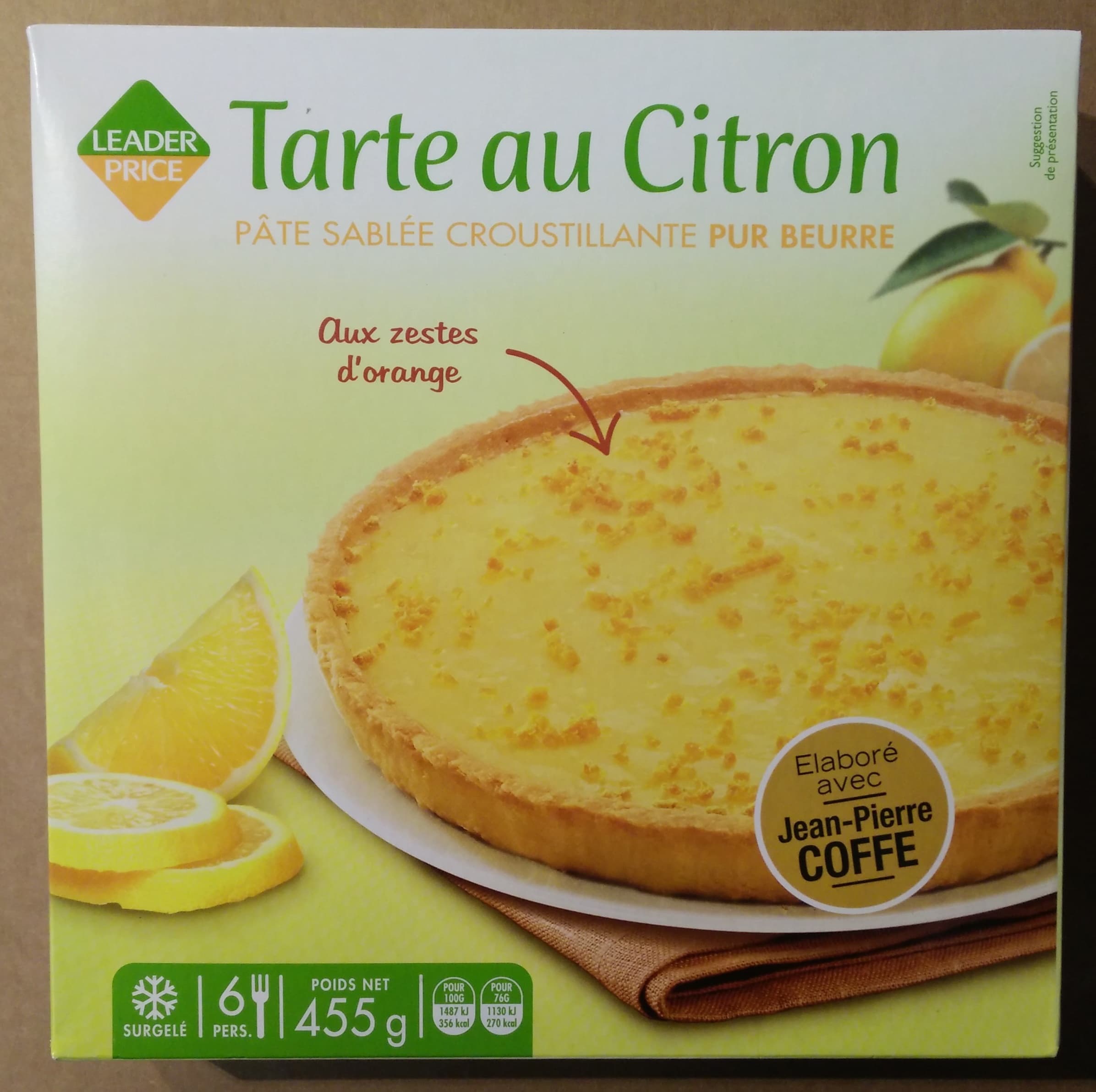 Leader Price Tarte au citron pâte sablée croustillante pur beurre packshot