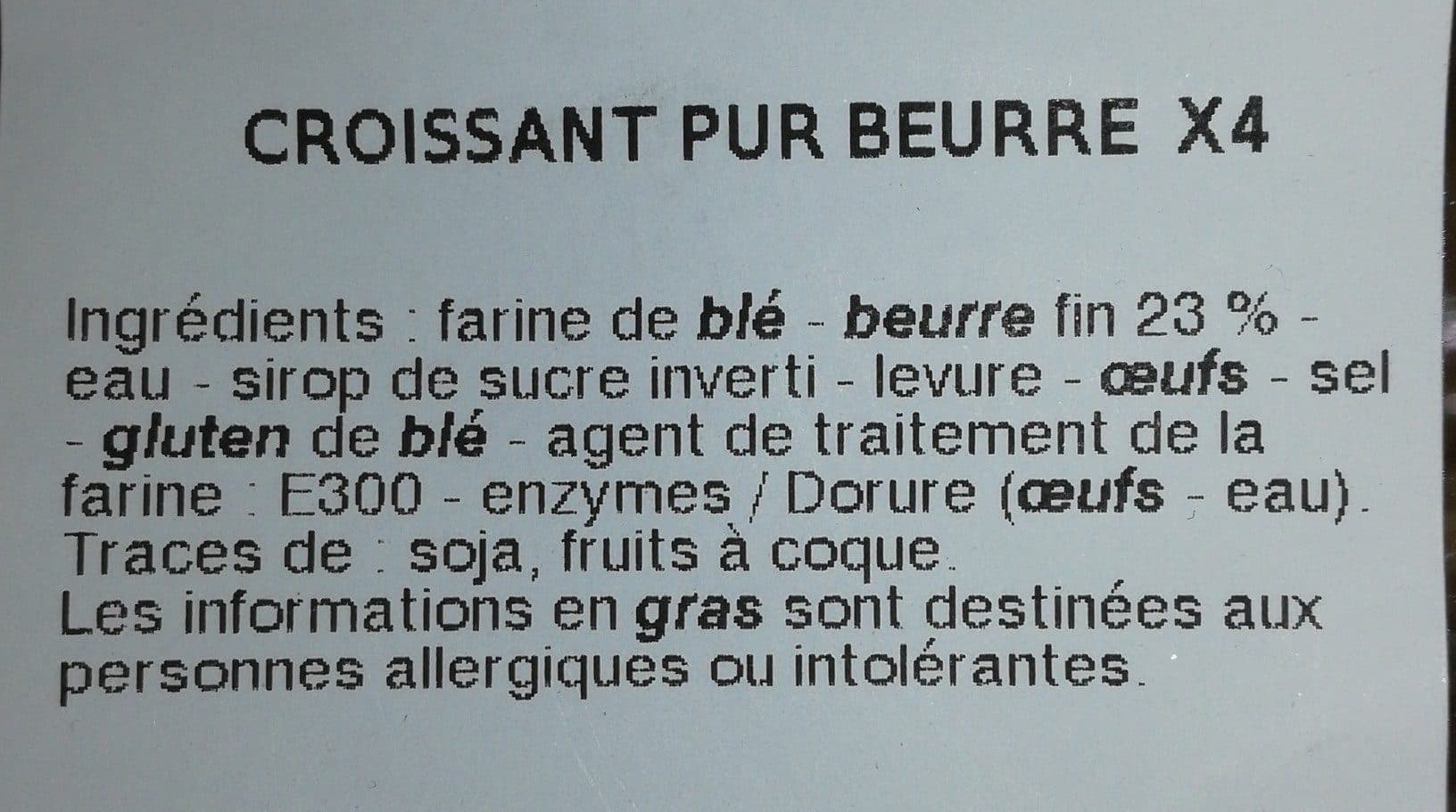 Leader Price Croissant pur beurre x 4 packshot