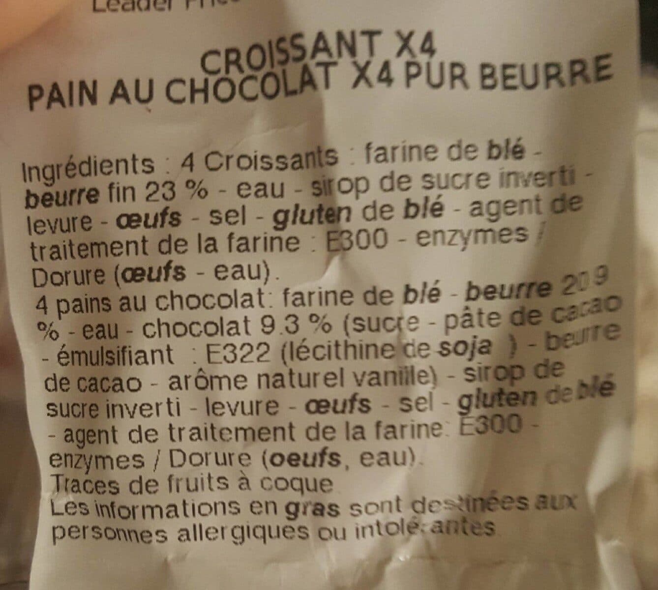 Leader Price 4 croissants 4 Pains au Chocolat packshot