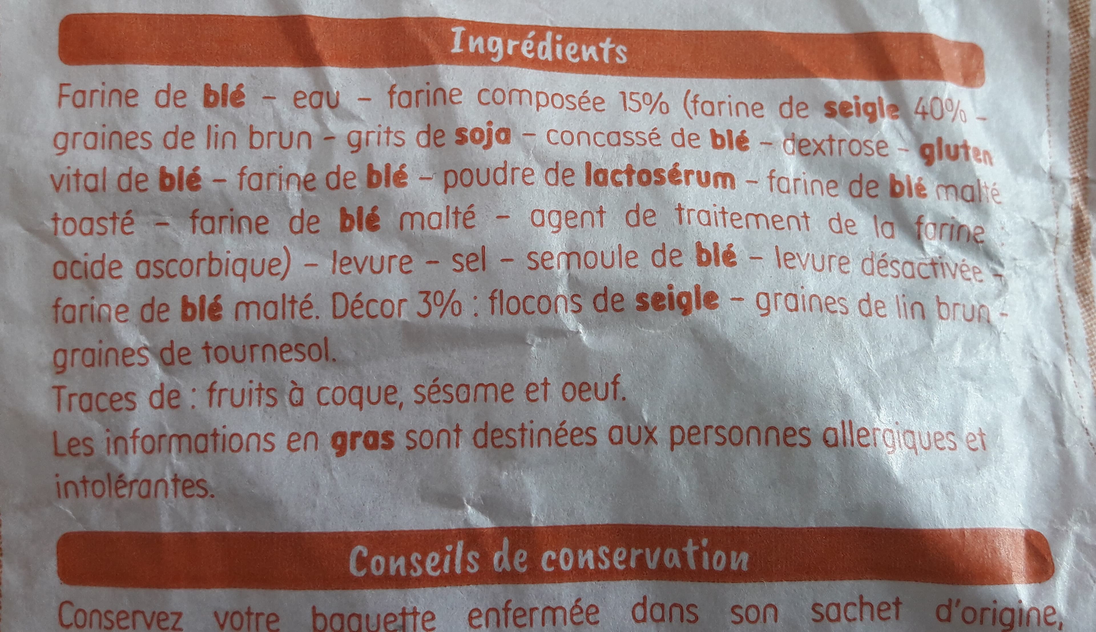 Leader Price Baguette aux céréales packshot