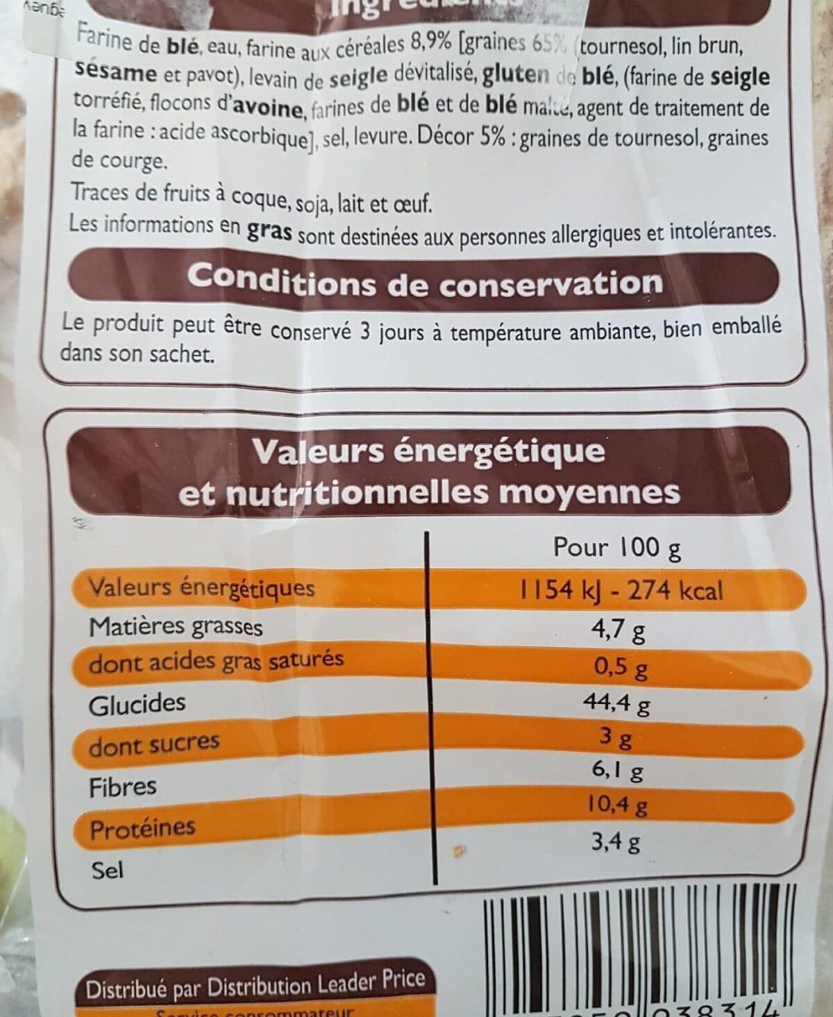 Leader Price Pave céréales packshot