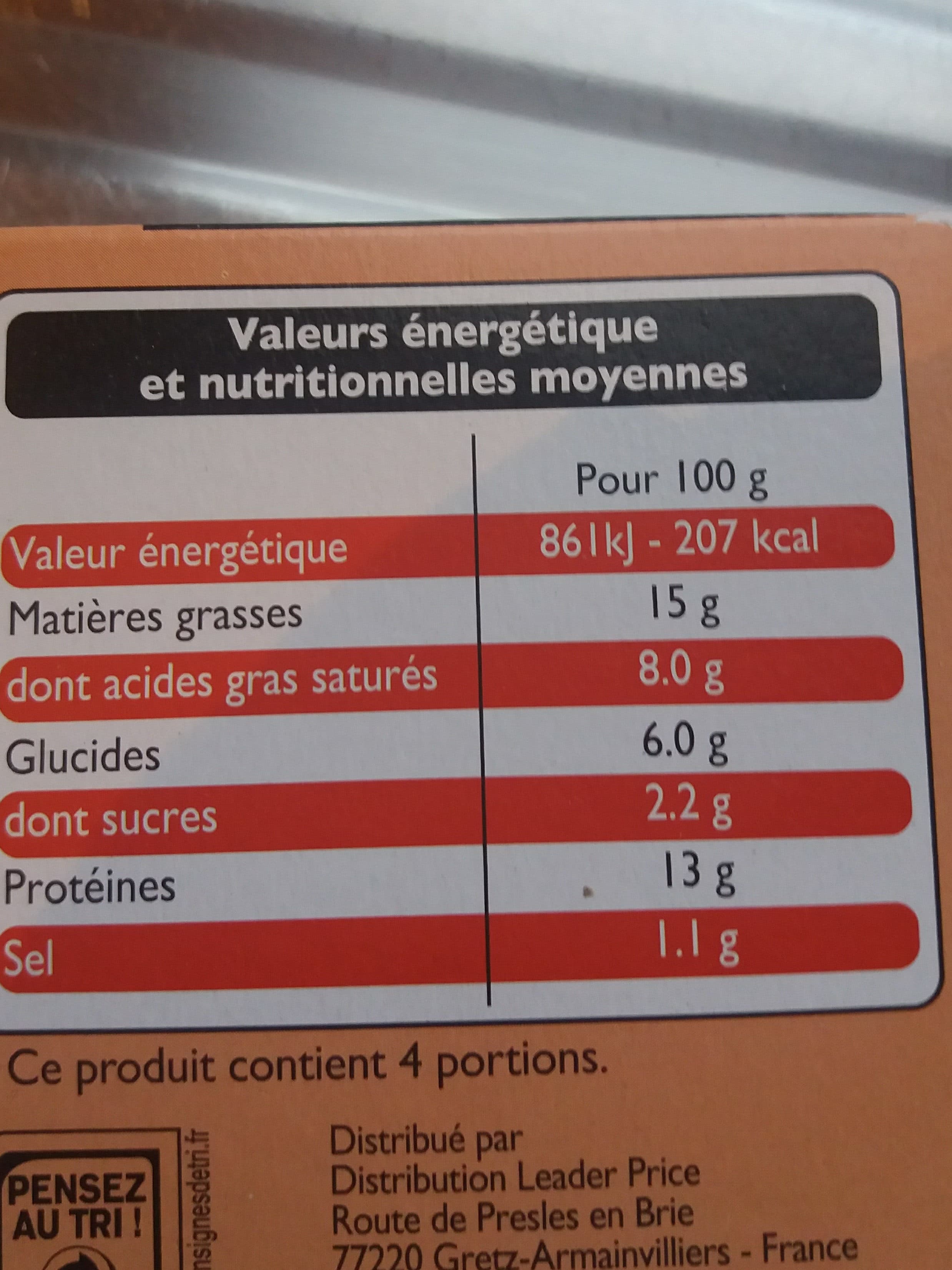 Leader Price 4 grillades saveur tomate packshot