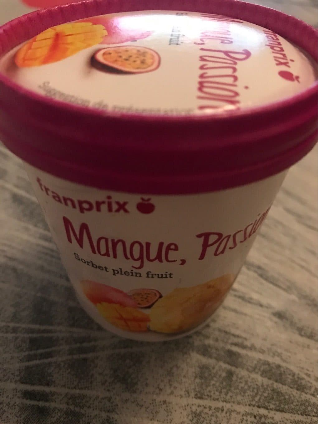 Franprix Mangue passion sorbet plein fruit packshot