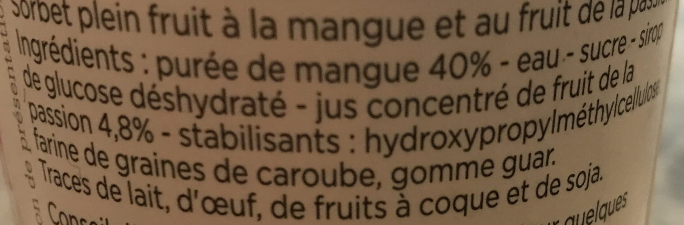 Franprix Mangue passion sorbet plein fruit packshot