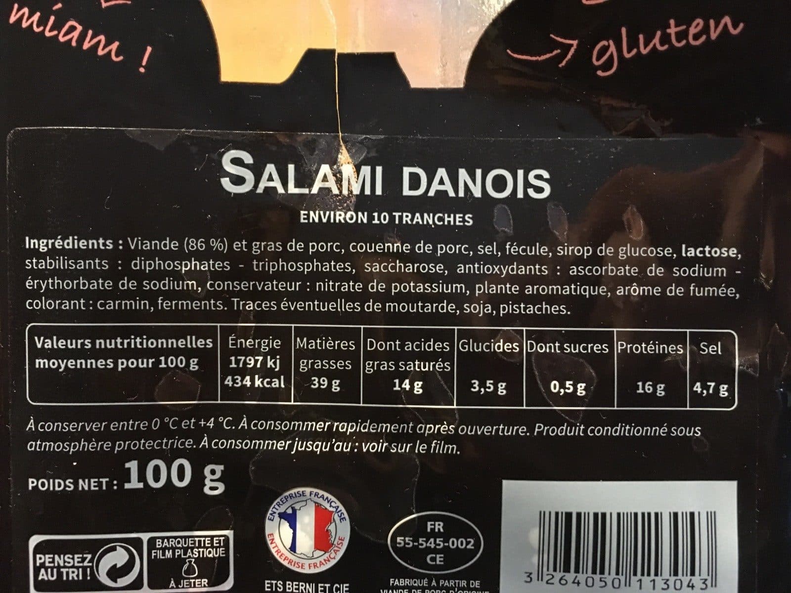 Berni Les Tréfines Salami Danois packshot