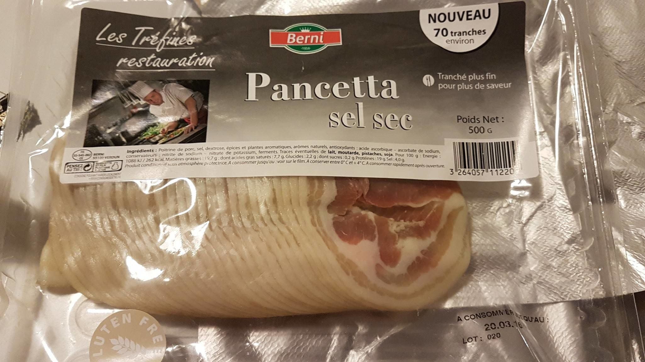 Berni Pancetta Au Sel Sec En Tranches packshot