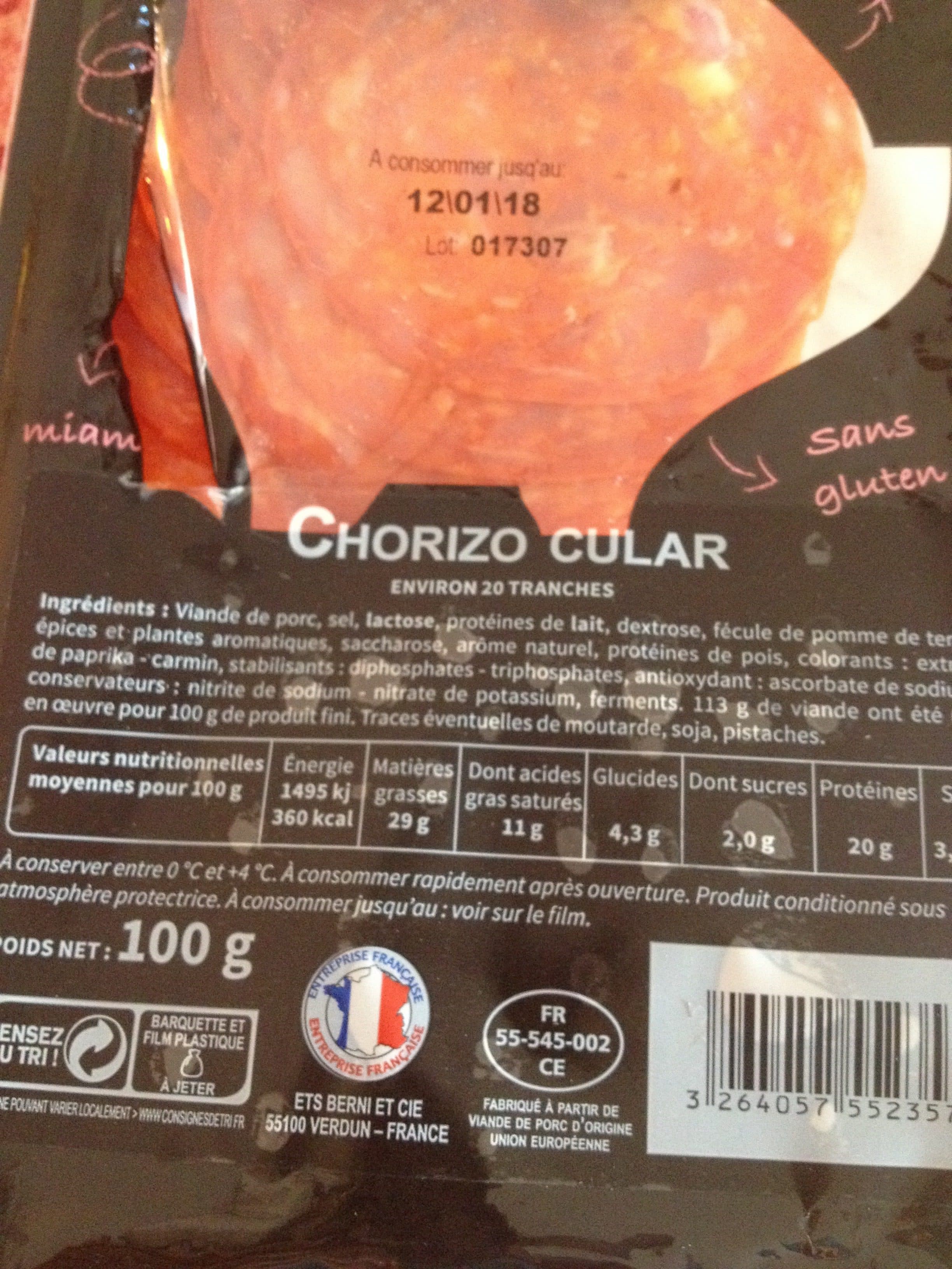 Berni Chorizo Berni 20 tranches packshot