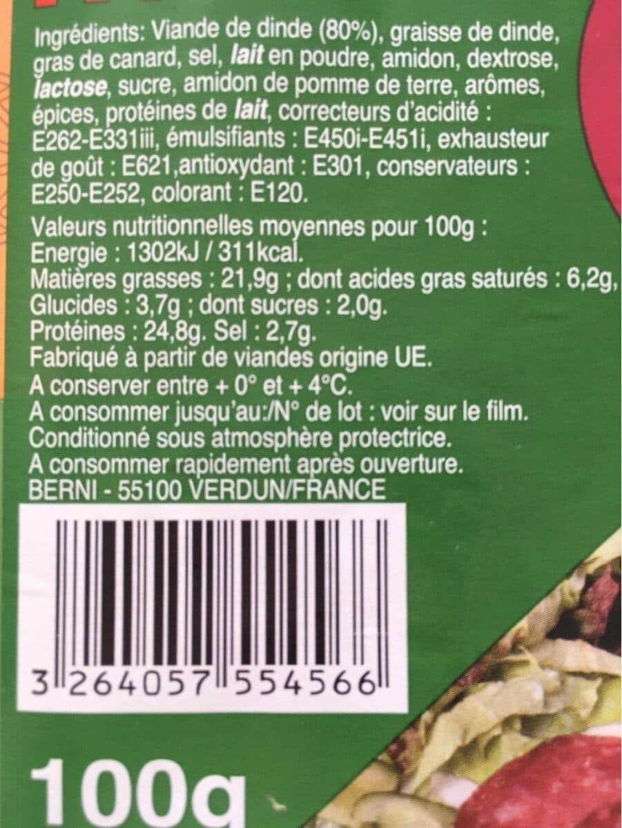 Delices De L Atlas Saucisson sec de dinde packshot