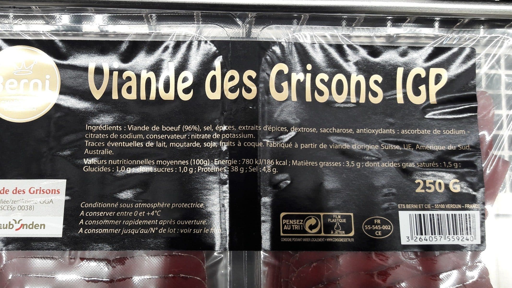 Berni Viande De Grisons 30 Tranches packshot