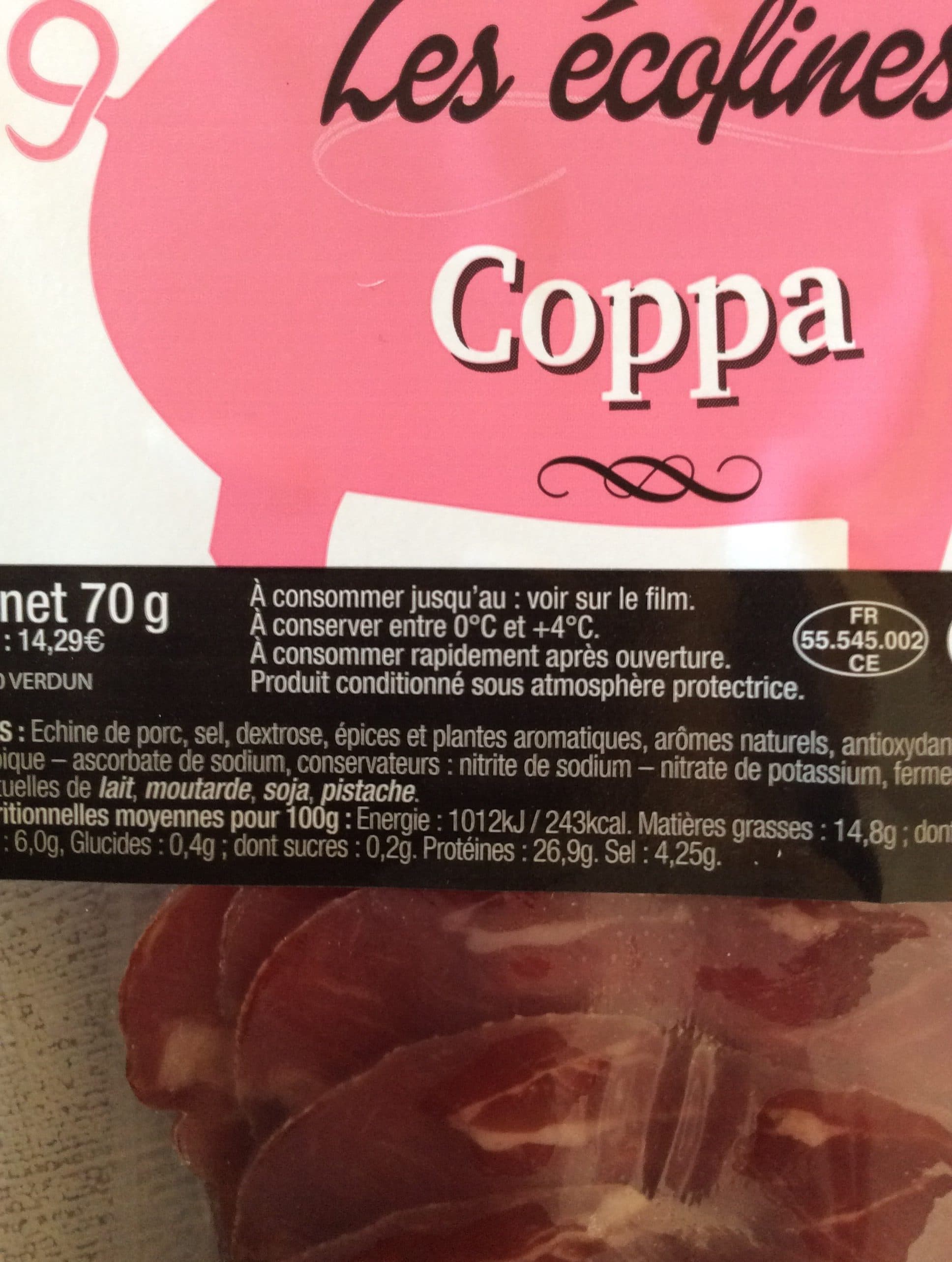 Les ecofines Coppa 70 g packshot